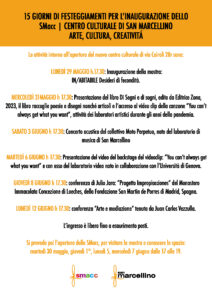Locandina programma inaugurazione SMacc (29/05/2023)