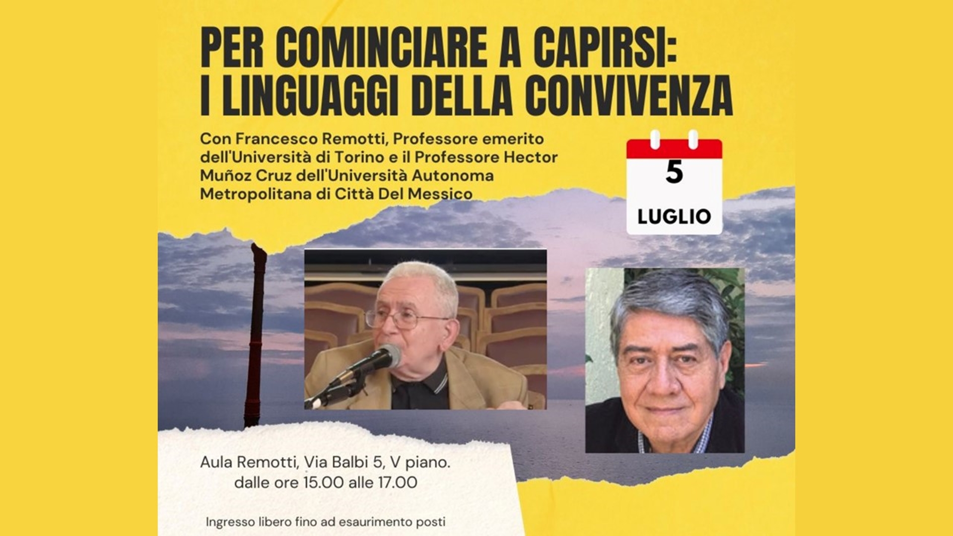 Locandina incontro Per cominciare a capirsi, i linguaggi della convivenza