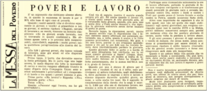 Poveri e Lavoro (dal giornalino n° 2 del 1963)